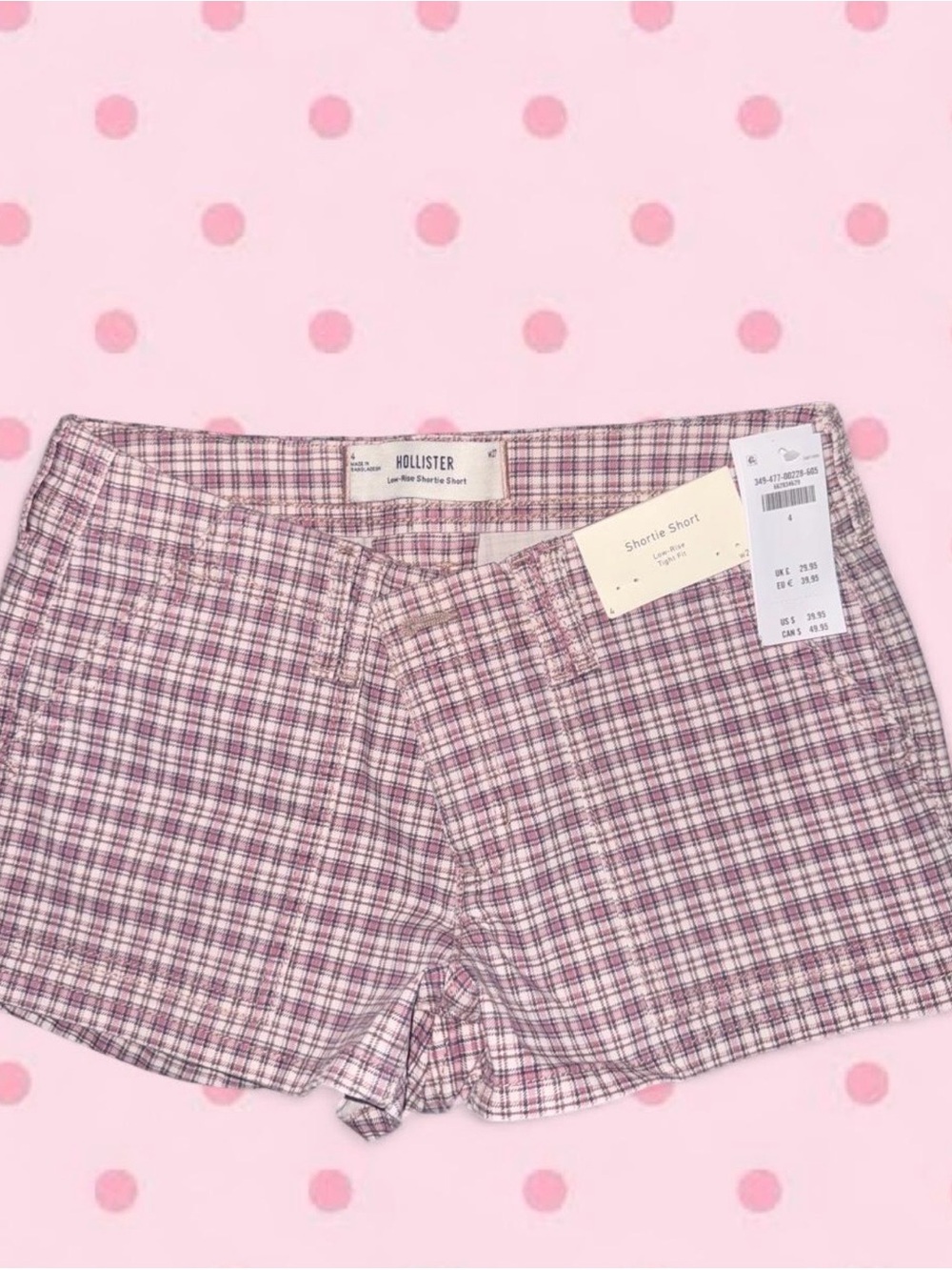Hollister Pink Plaid Shortie Shorts size 4 w27